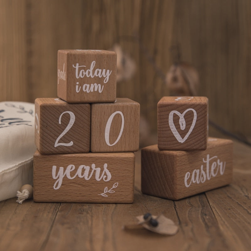 Wooden Baby Milestone Blocks