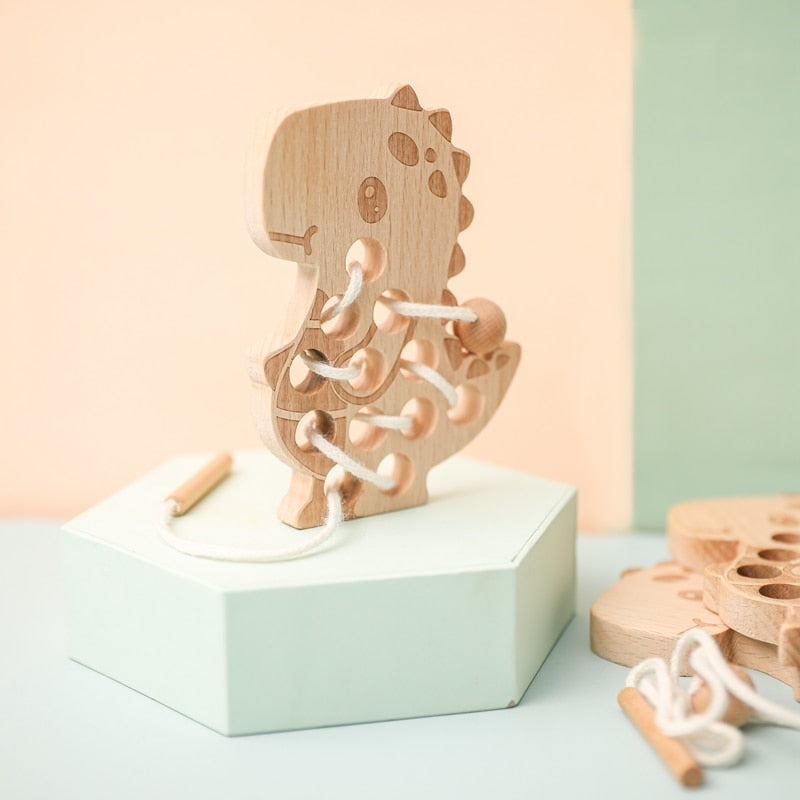Wooden T-Rex Threading Toy