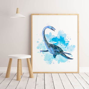 Watercolor Dinosaur Wall Art Print