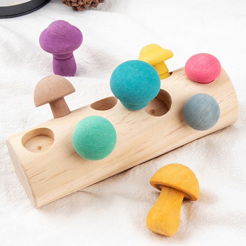 Wooden Mushroom Picking Toy
