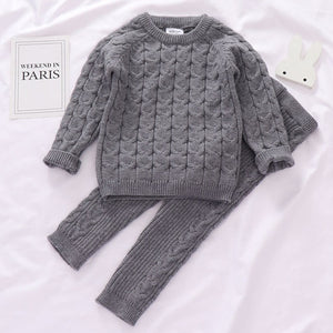 Knitted Cotton Pullover & Pants Set