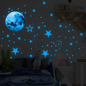 Glowing Moon and Stars Decal