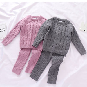 Knitted Cotton Pullover & Pants Set