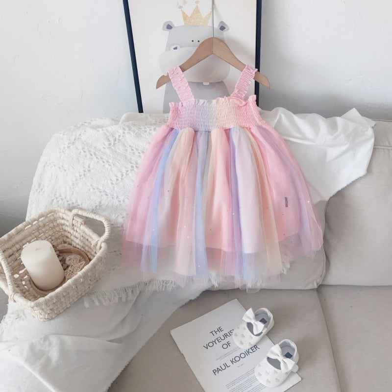 Rainbow Mesh Tutu Dress