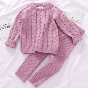 Knitted Cotton Pullover & Pants Set