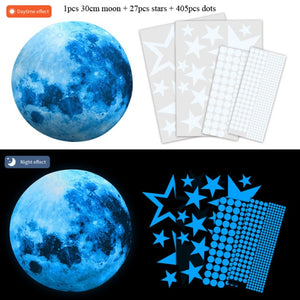 Glowing Moon and Stars Decal