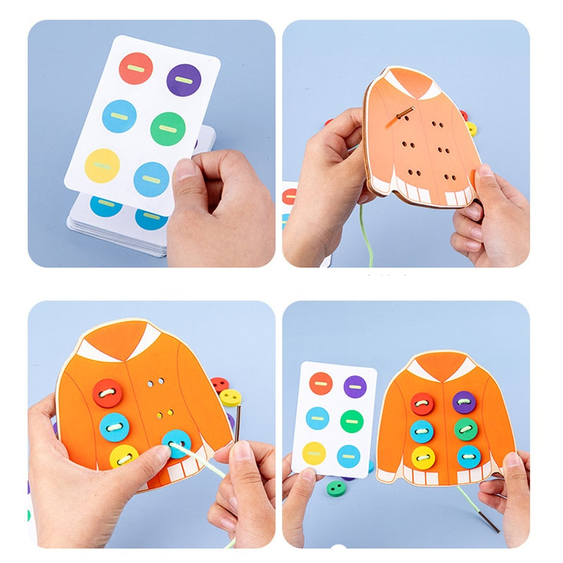 Montessori Colored Button Jacket Game
