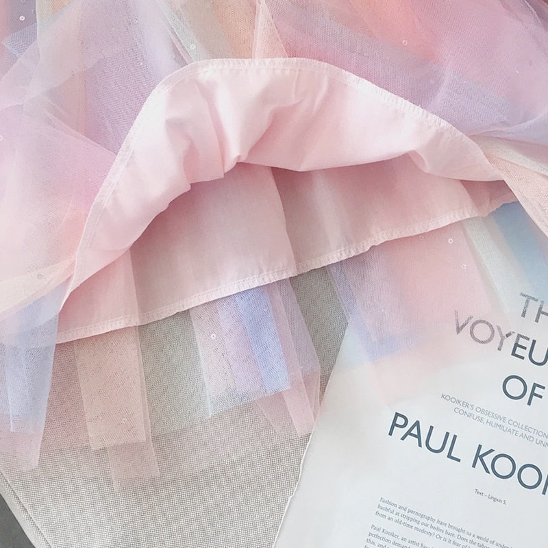 Rainbow Mesh Tutu Dress
