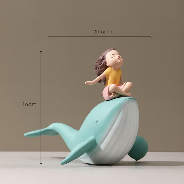 Whale and Girl Figurine