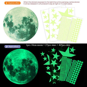 Glowing Moon and Stars Decal