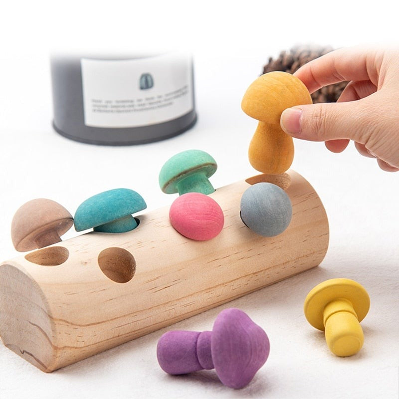 Wooden Mushroom Picking Toy
