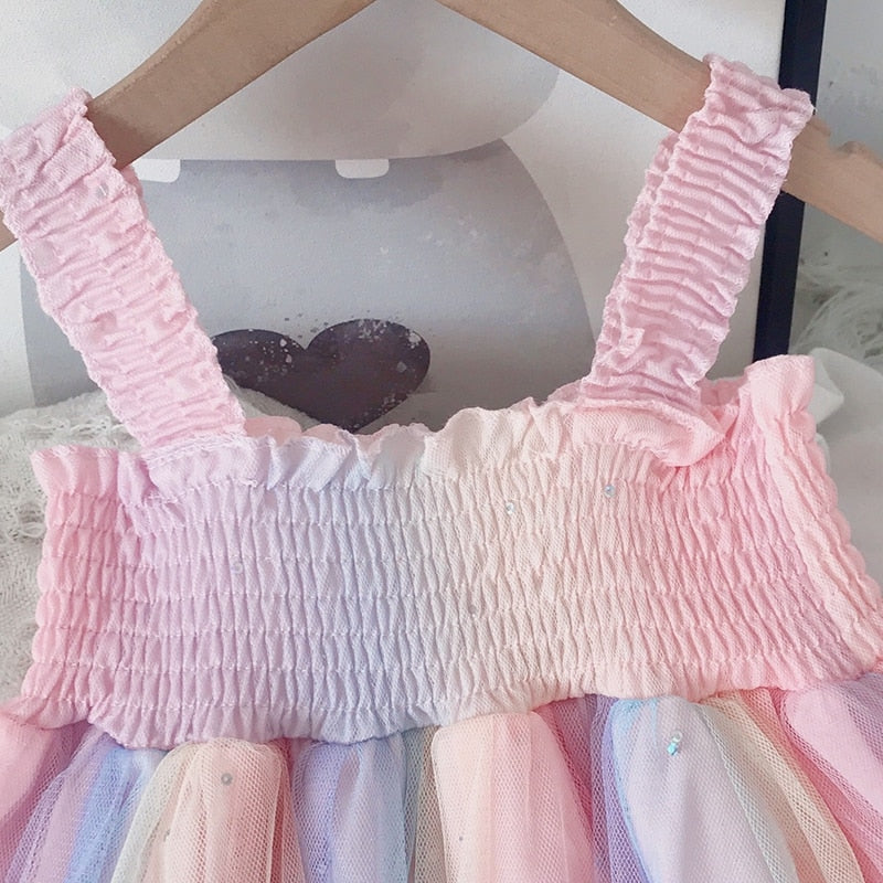 Rainbow Mesh Tutu Dress