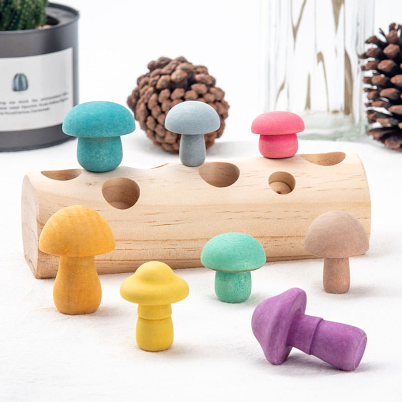 Wooden Mushroom Picking Toy