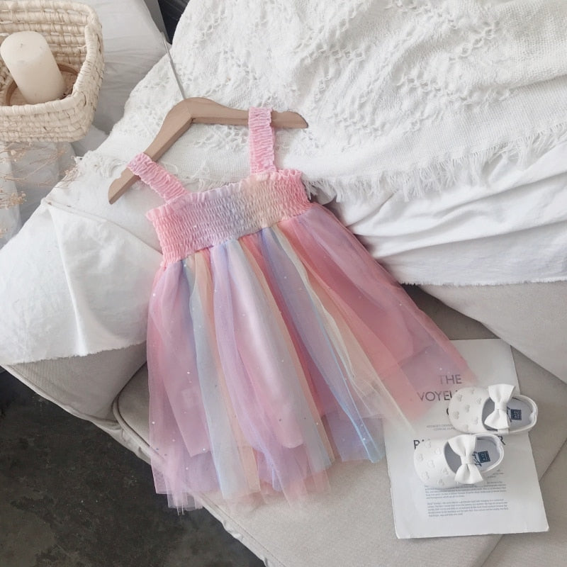 Rainbow Mesh Tutu Dress