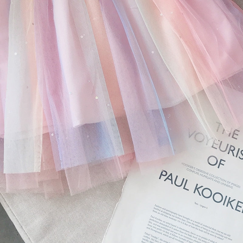 Rainbow Mesh Tutu Dress