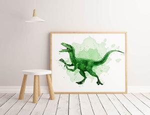 Watercolor Dinosaur Wall Art Print