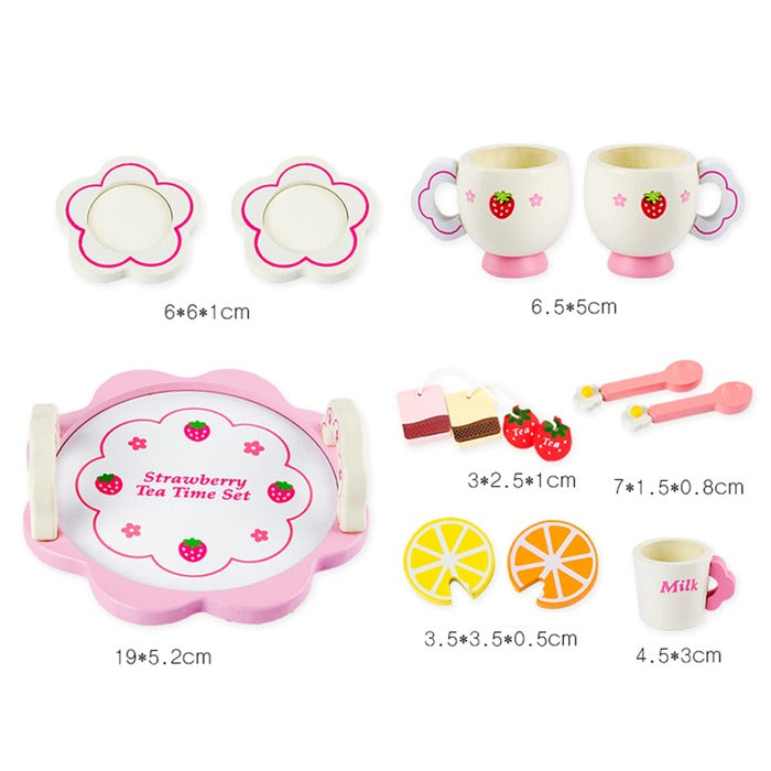 Wooden Strawberry Tea Set